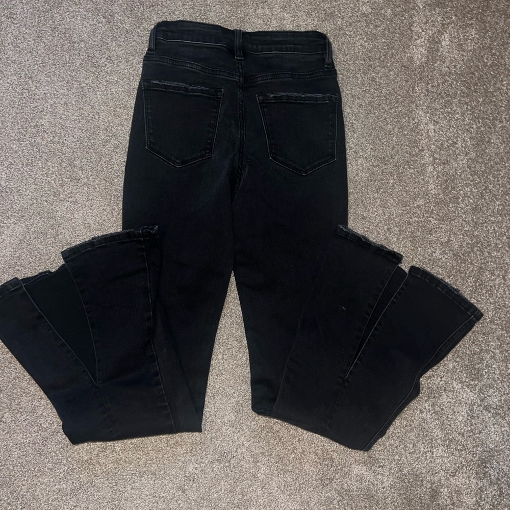 Flying Monkey Black Flare Slit Wide Leg Jeans